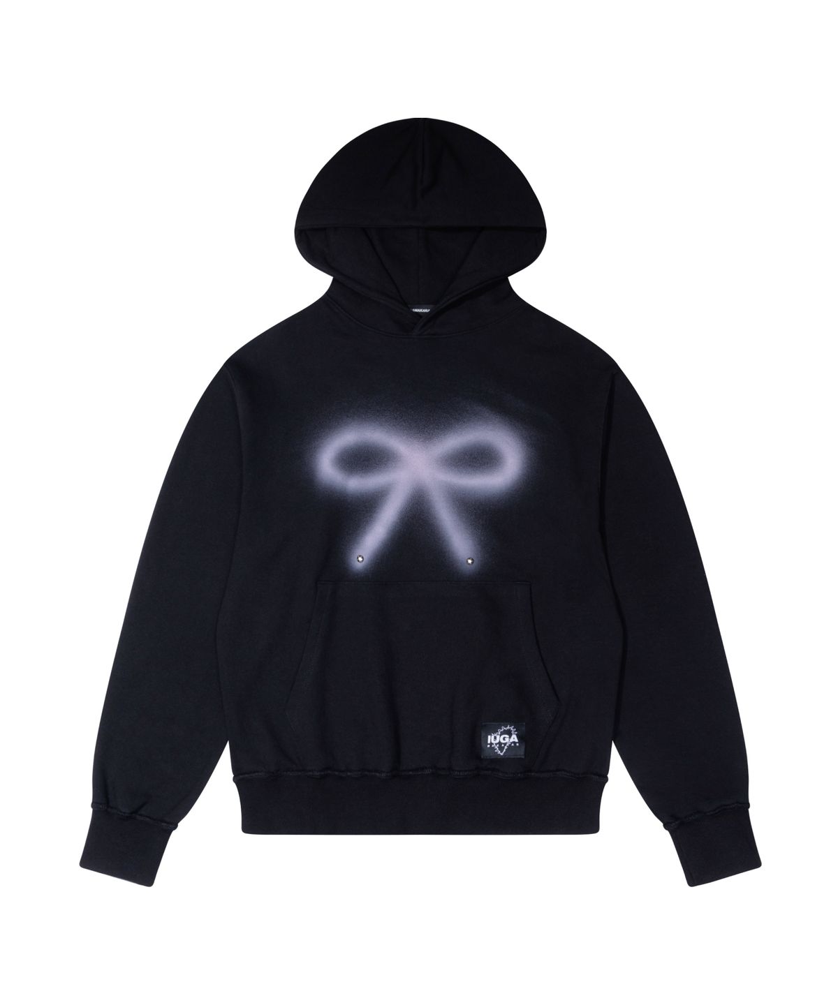 이우가마카라스(IUGAMAKARAS) Studded Ribbon Hoodie (Black)
