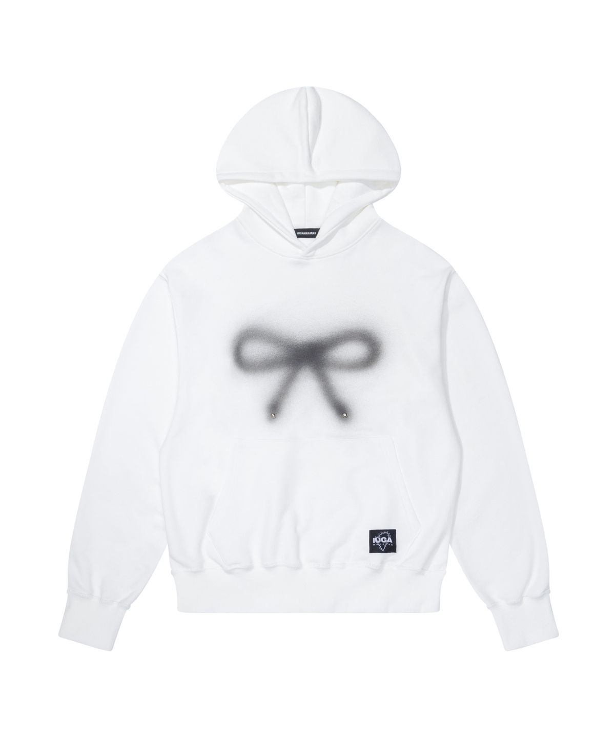 이우가마카라스(IUGAMAKARAS) Studded Ribbon Hoodie (White)