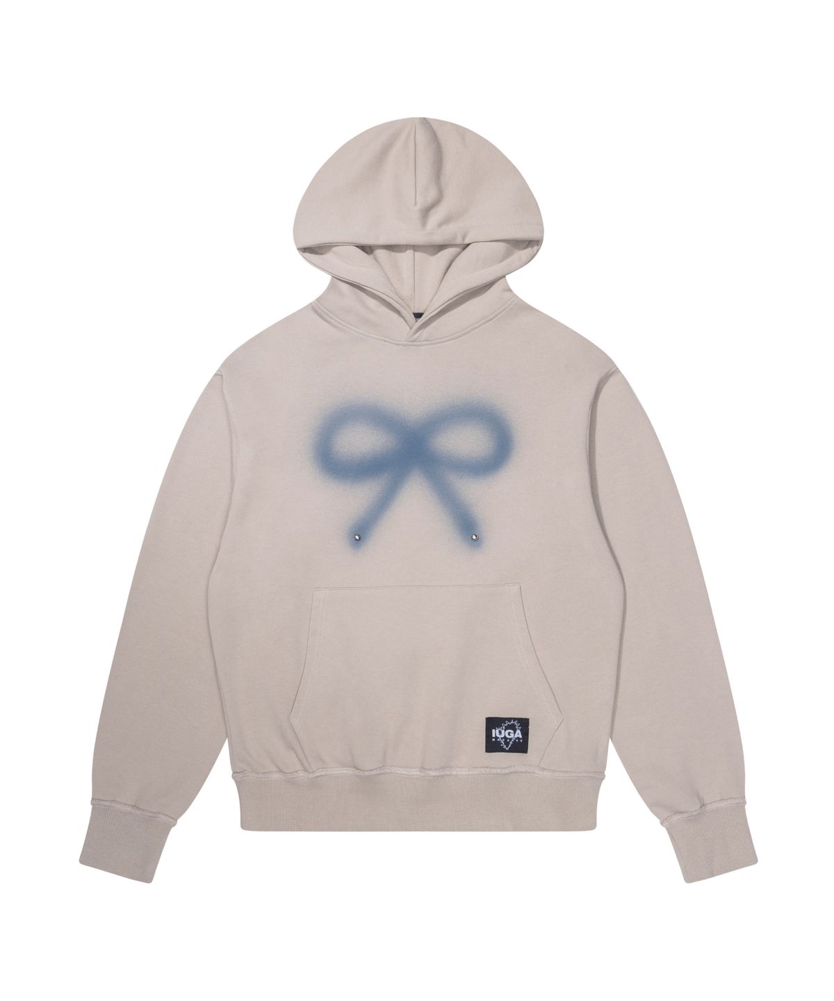 이우가마카라스(IUGAMAKARAS) Studded Ribbon Hoodie (Beige)