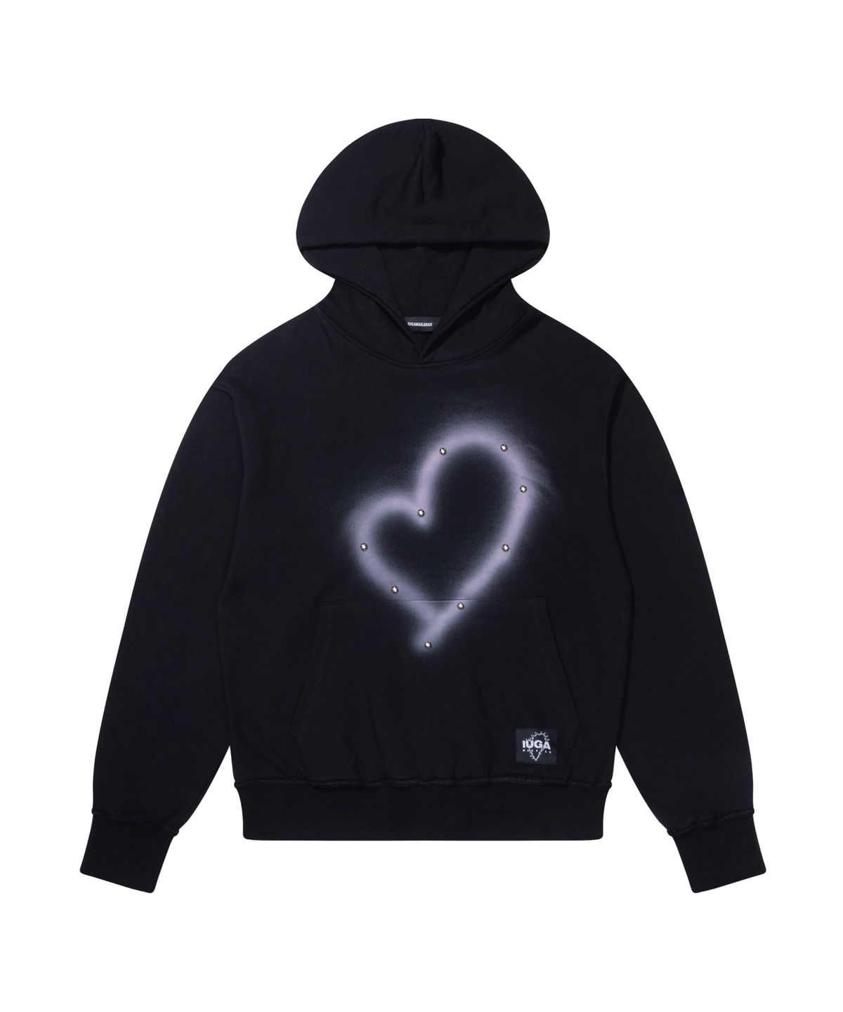 이우가마카라스(IUGAMAKARAS) Studded Heart Hoodie (Black)