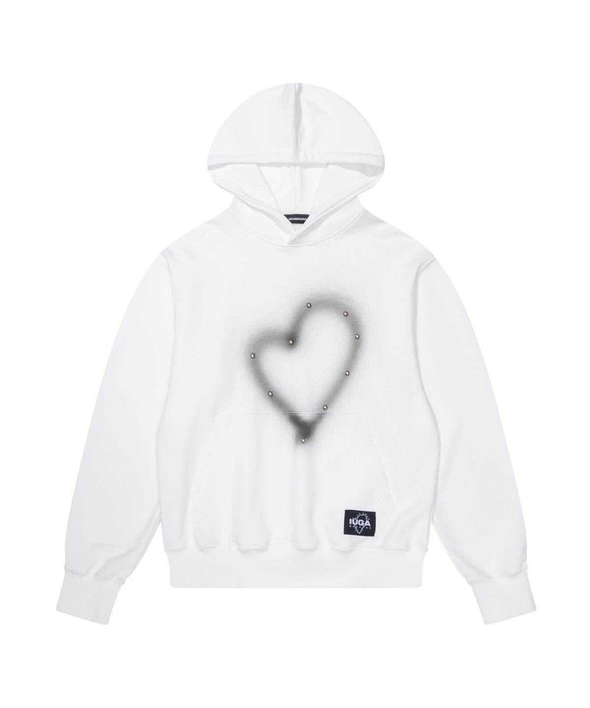 이우가마카라스(IUGAMAKARAS) Studded Heart Hoodie (White)