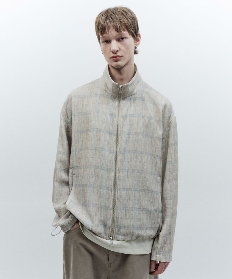 플리츠 체크 자켓 BEIGE