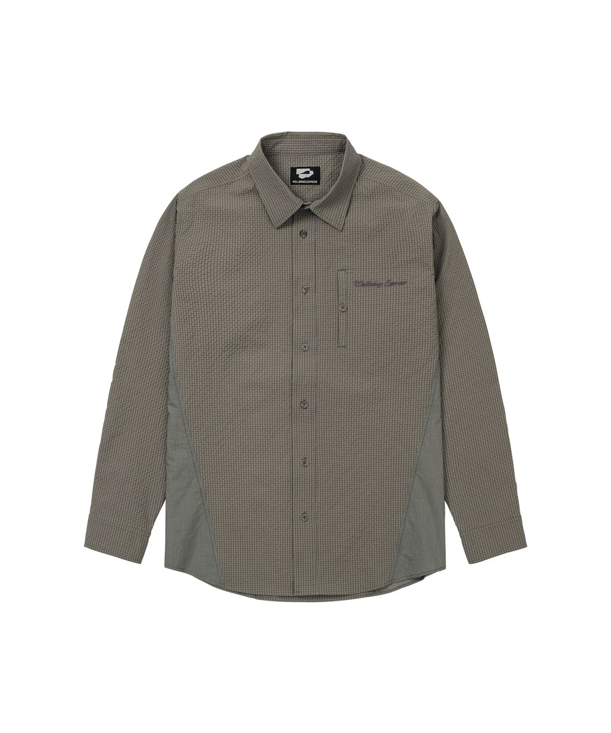 웰빙익스프레스(WELLBEING EXPRESS) Blocked Check Shirt Khaki Brown