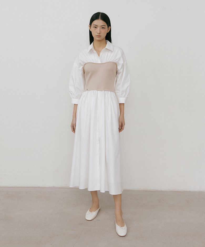 Evening Shirt Long One-piece (beige)