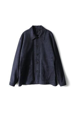Capital Suede Leather Work Jacket Indigo Navy
