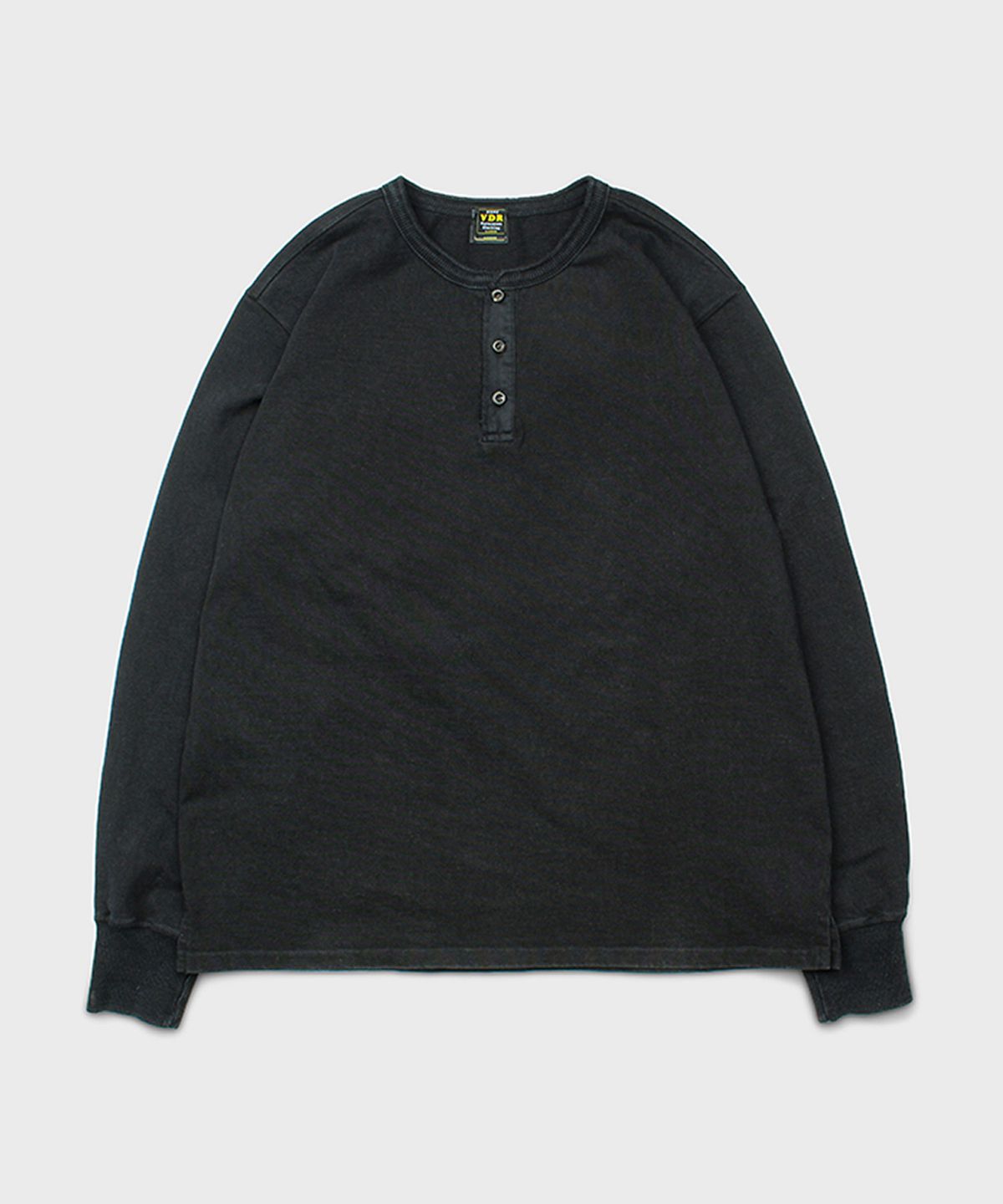 비디알(VDR) AGING DENIM HENLYNECK LONG SLEEVE [Vintage Black]