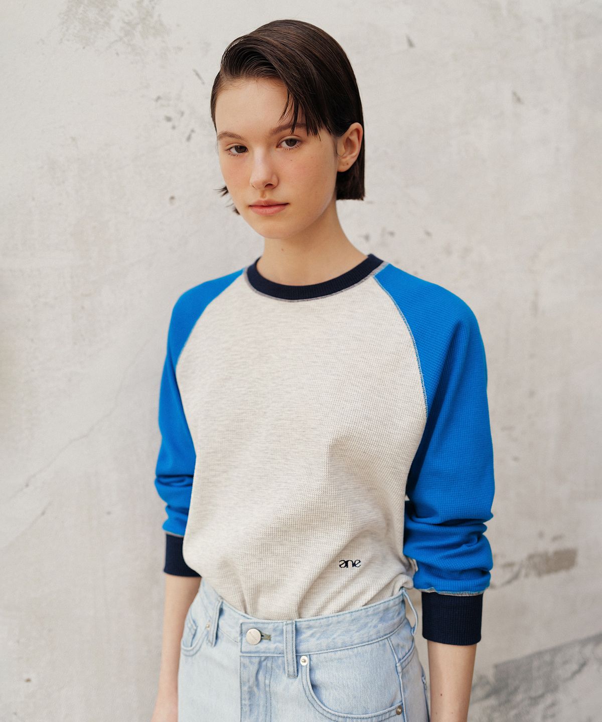앤니즈(ANDNEEDS) Raglan waffle tee (blue)