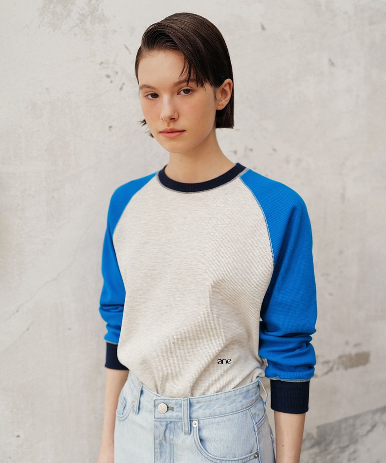 Raglan waffle tee (blue)