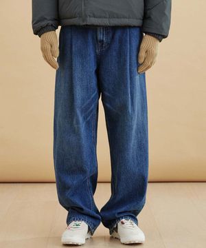 원턱 와이드 P57 워싱 데님팬츠