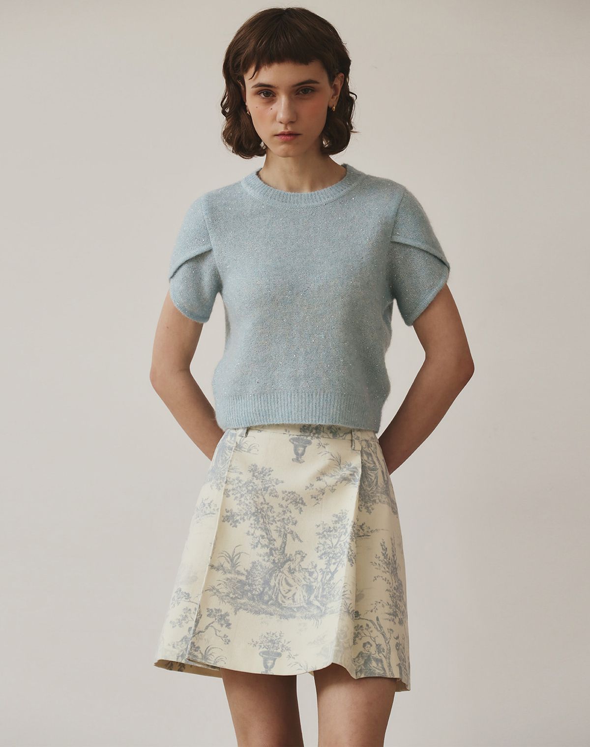 지에마르(GIEMAR) PATTERN SKIRT IVORY