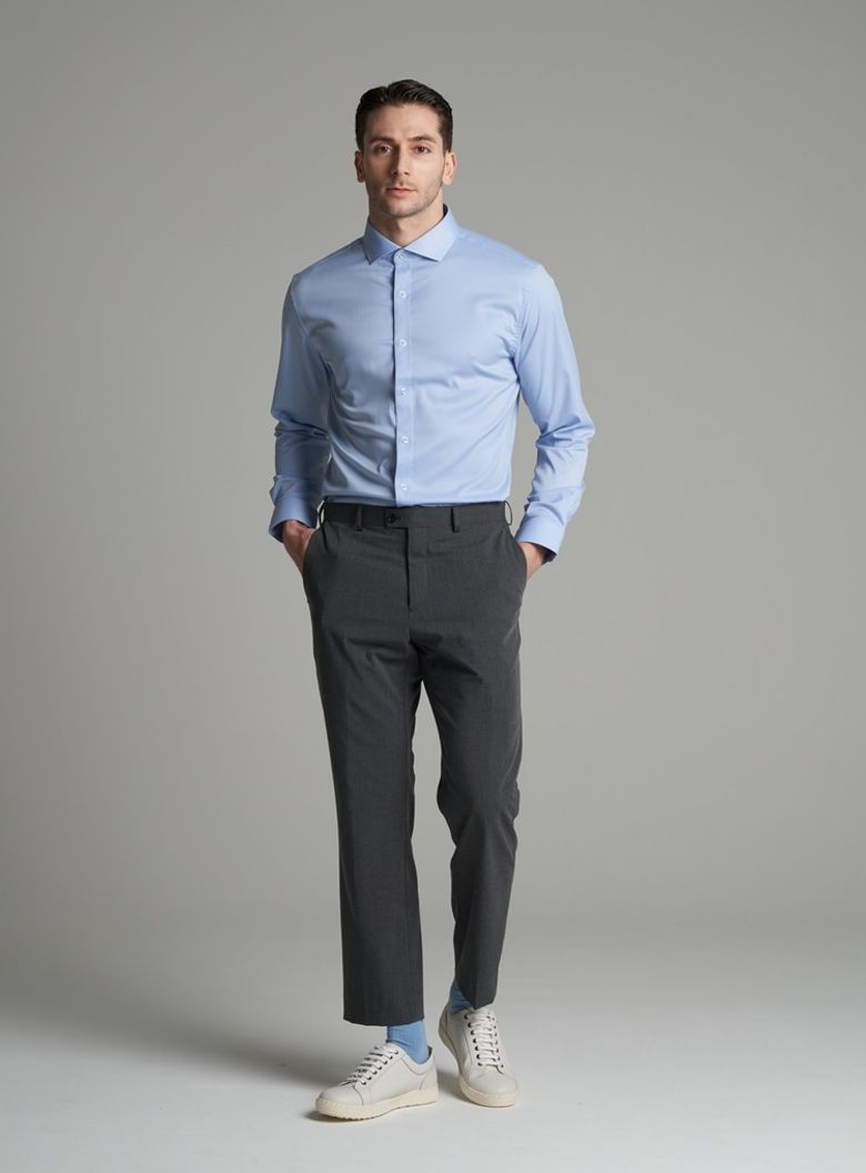 [M~5XL]테이퍼드 셋업 슬랙스[그레이]