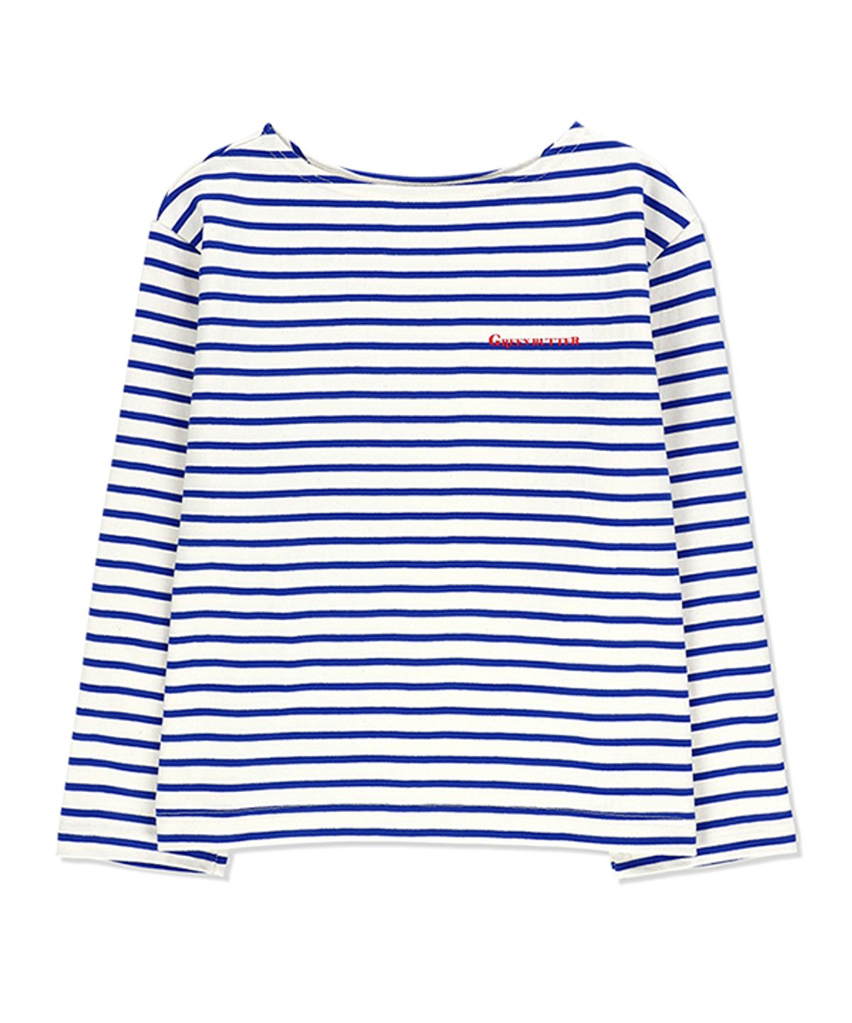 그린버터(GREENBUTTER) Boat-neck Color Patch Tee (Cream/Blue)