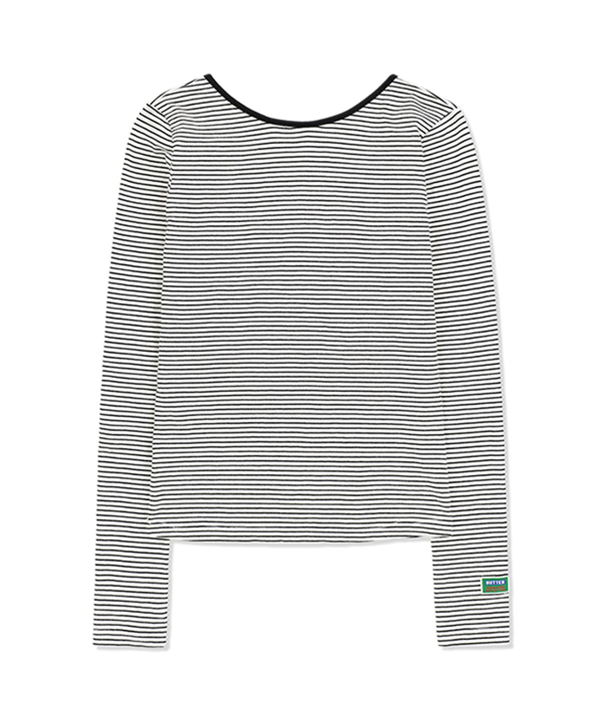 그린버터(GREENBUTTER) Two-way Stripe Patch Tee (Black)