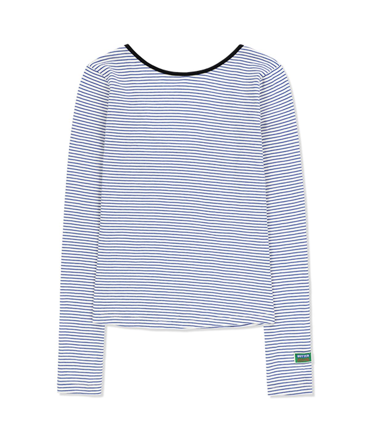그린버터(GREENBUTTER) Two-way Stripe Patch Tee (Blue)