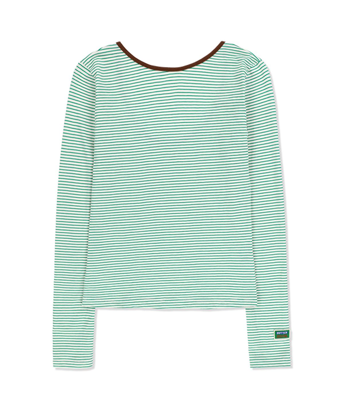 그린버터(GREENBUTTER) Two-way Stripe Patch Tee (Green)