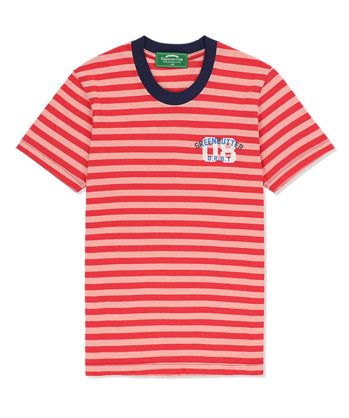 그린버터(GREENBUTTER) Tone on Tone Stripe Tee (Peach Pink)