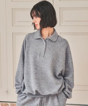 A3473 하울 칼라 스웨트 셔츠_Melange gray