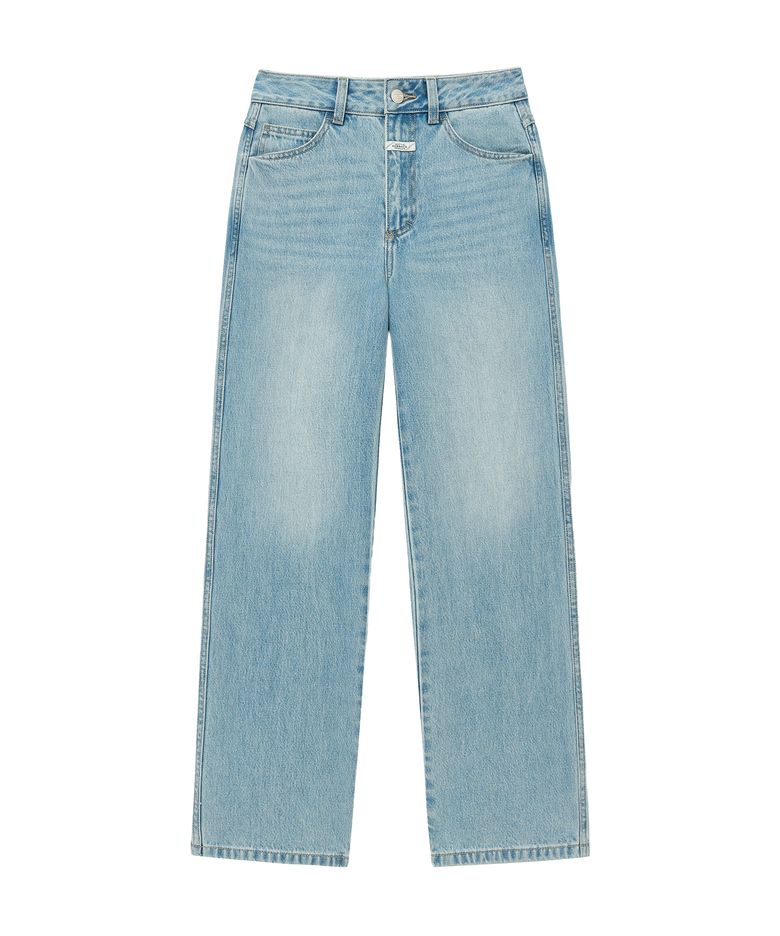 W STRAIGHT CROP DENIM PANTS blue