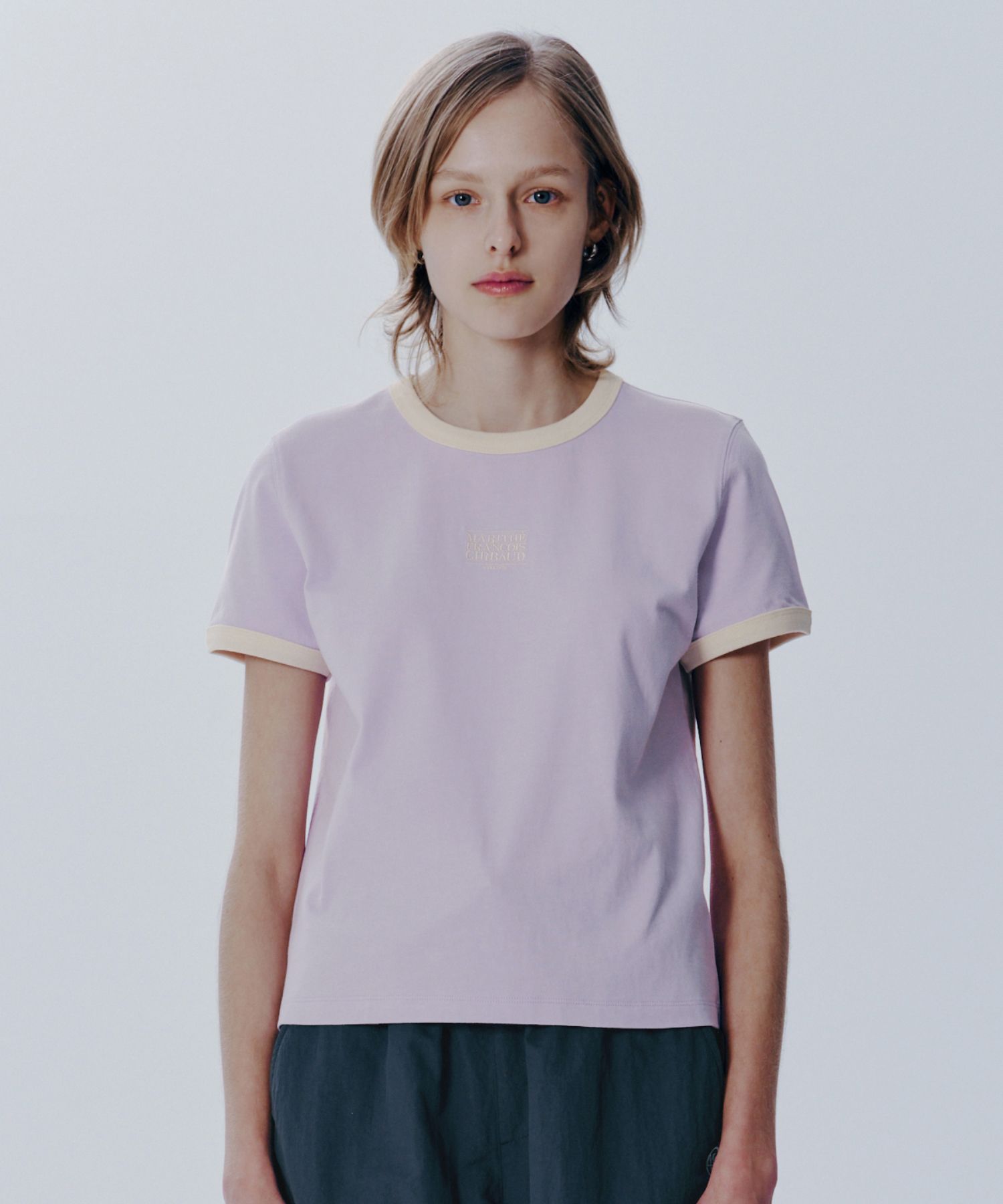 MUSINSA公式 | MARITHÉ W CLASSIC LOGO RINGER TEE light purple