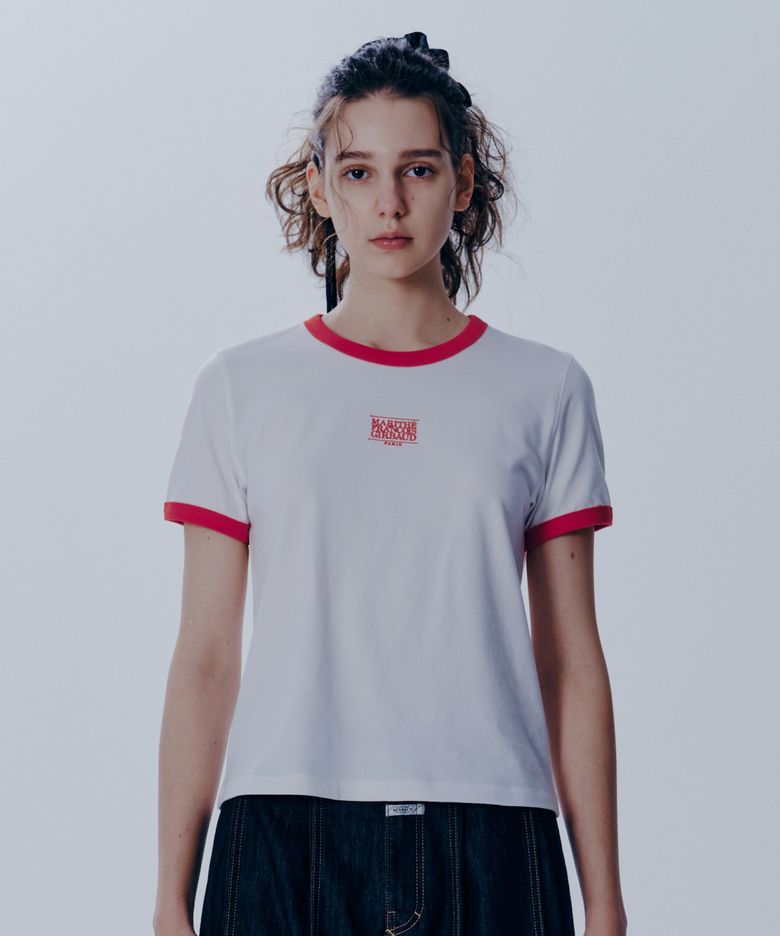 W CLASSIC LOGO RINGER TEE white/red