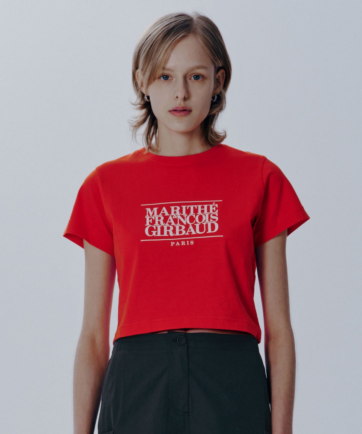 마리떼 프랑소와 저버(MARITHÉ + FRANҪOIS GIRBAUD) W CLASSIC LOGO CROP TEE red