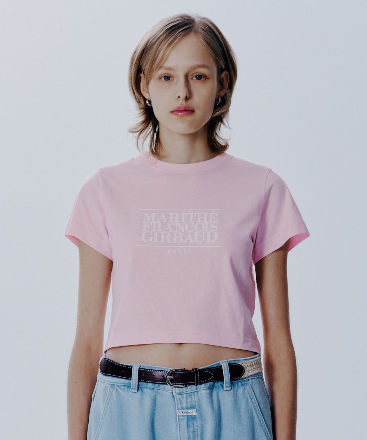 마리떼 프랑소와 저버(MARITHÉ + FRANҪOIS GIRBAUD) W CLASSIC LOGO CROP TEE light pink