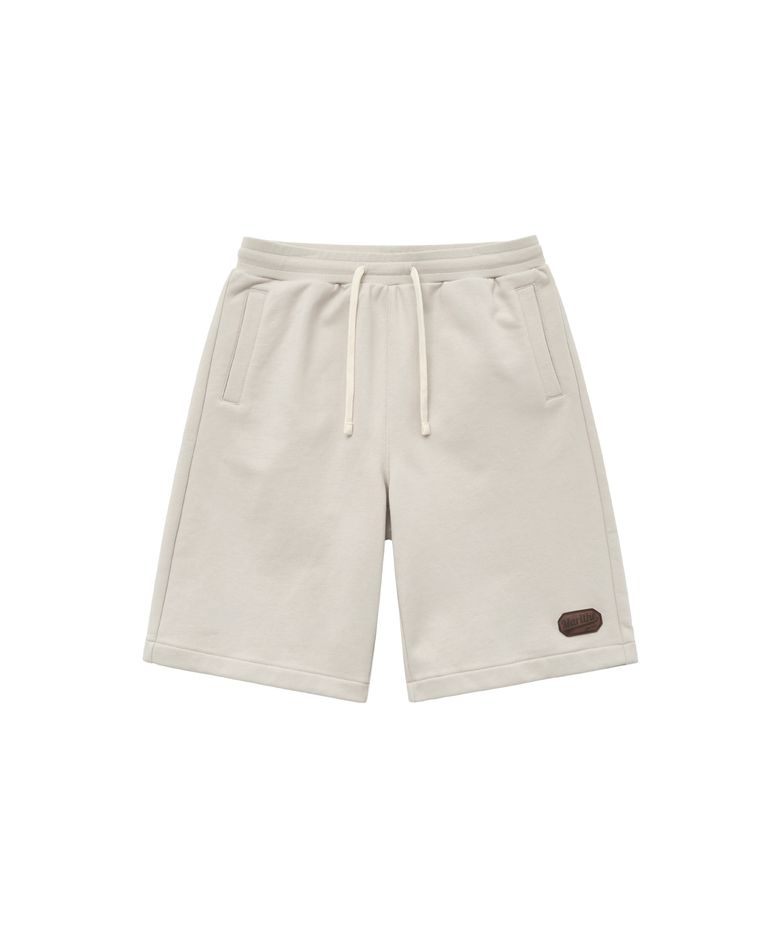 M LEATHER PATCH SWEAT HALF PANTS beige