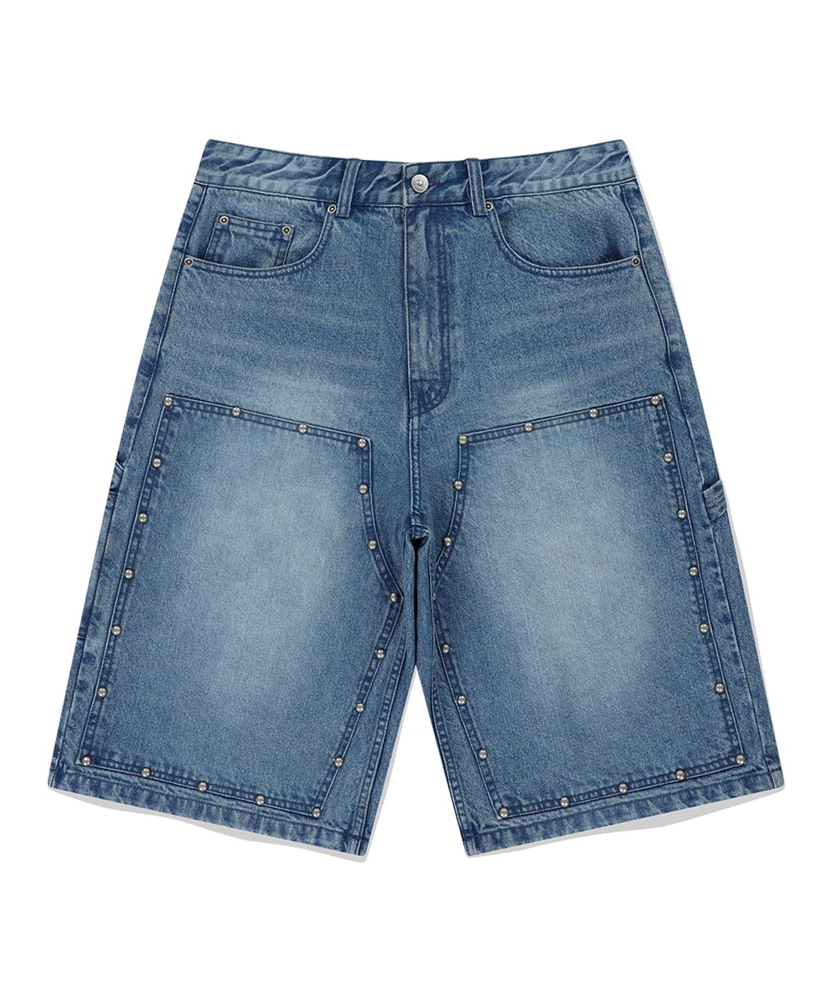 마하그리드(MAHAGRID) STUD DOUBLE KNEE DENIM SHORT BLUE(MG2EMMD160A)