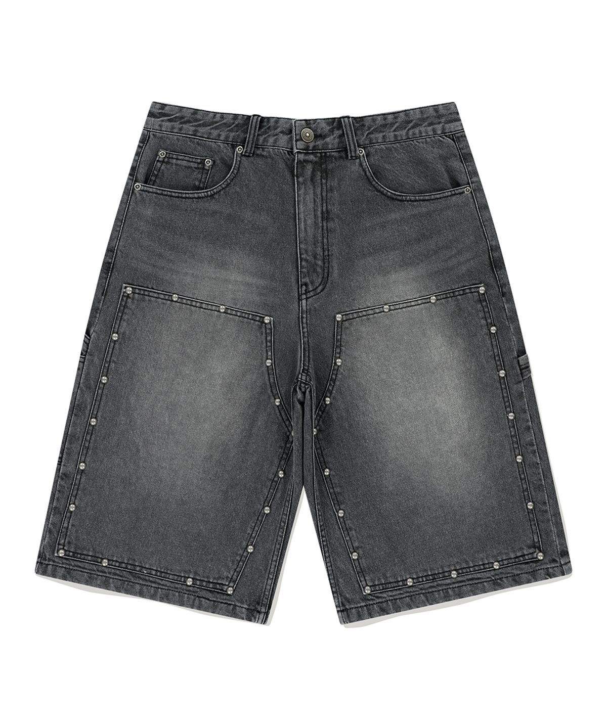마하그리드(MAHAGRID) STUD DOUBLE KNEE DENIM SHORT BLACK(MG2EMMD160A)
