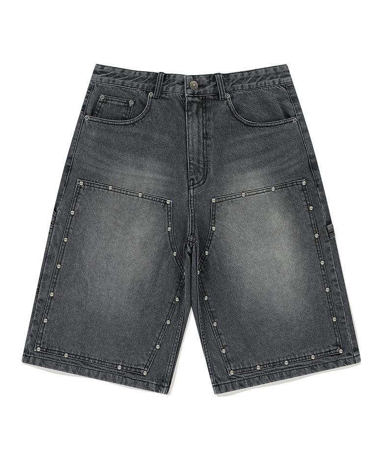 STUD DOUBLE KNEE DENIM SHORT BLACK(MG2EMMD160A)