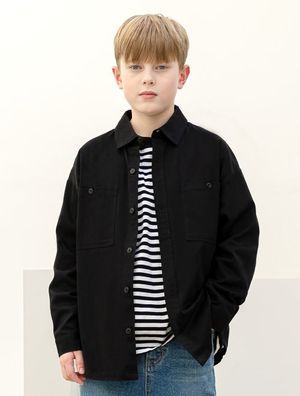 투포켓 오버핏 셔츠 Black