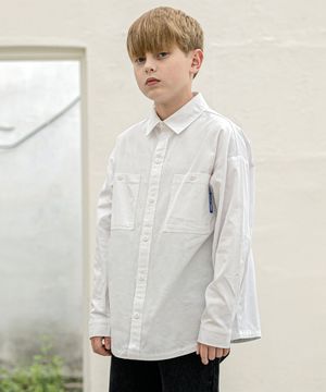 투포켓 오버핏 셔츠 white