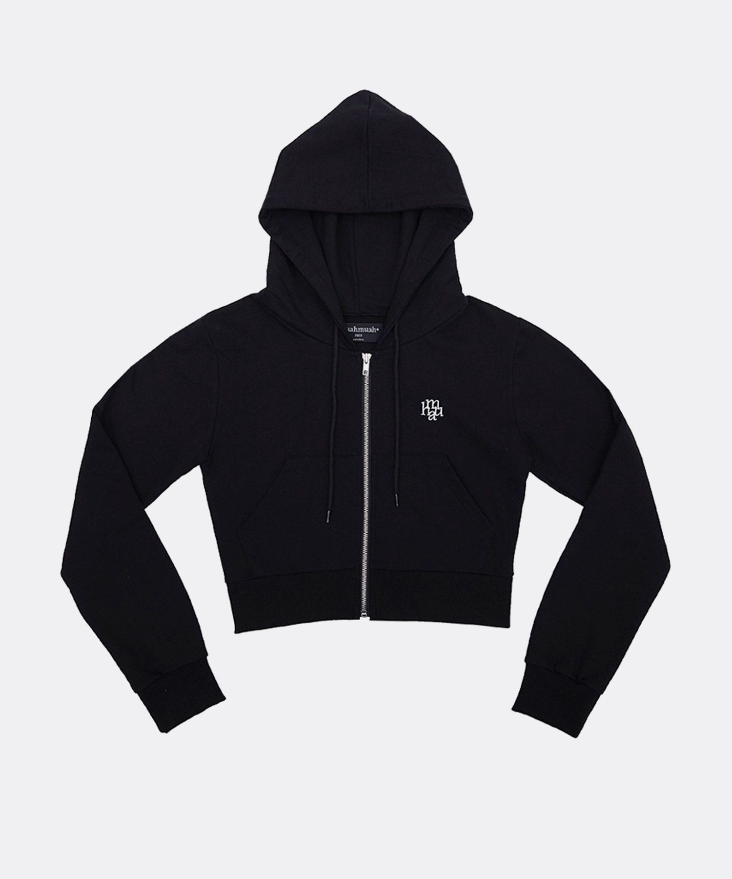●muahmuah● LOGO POINT TRAINING CROP HOOD SET UP MUSINSA | MUAHMUAH Logo Point Training Crop Hoodie [2 colors]