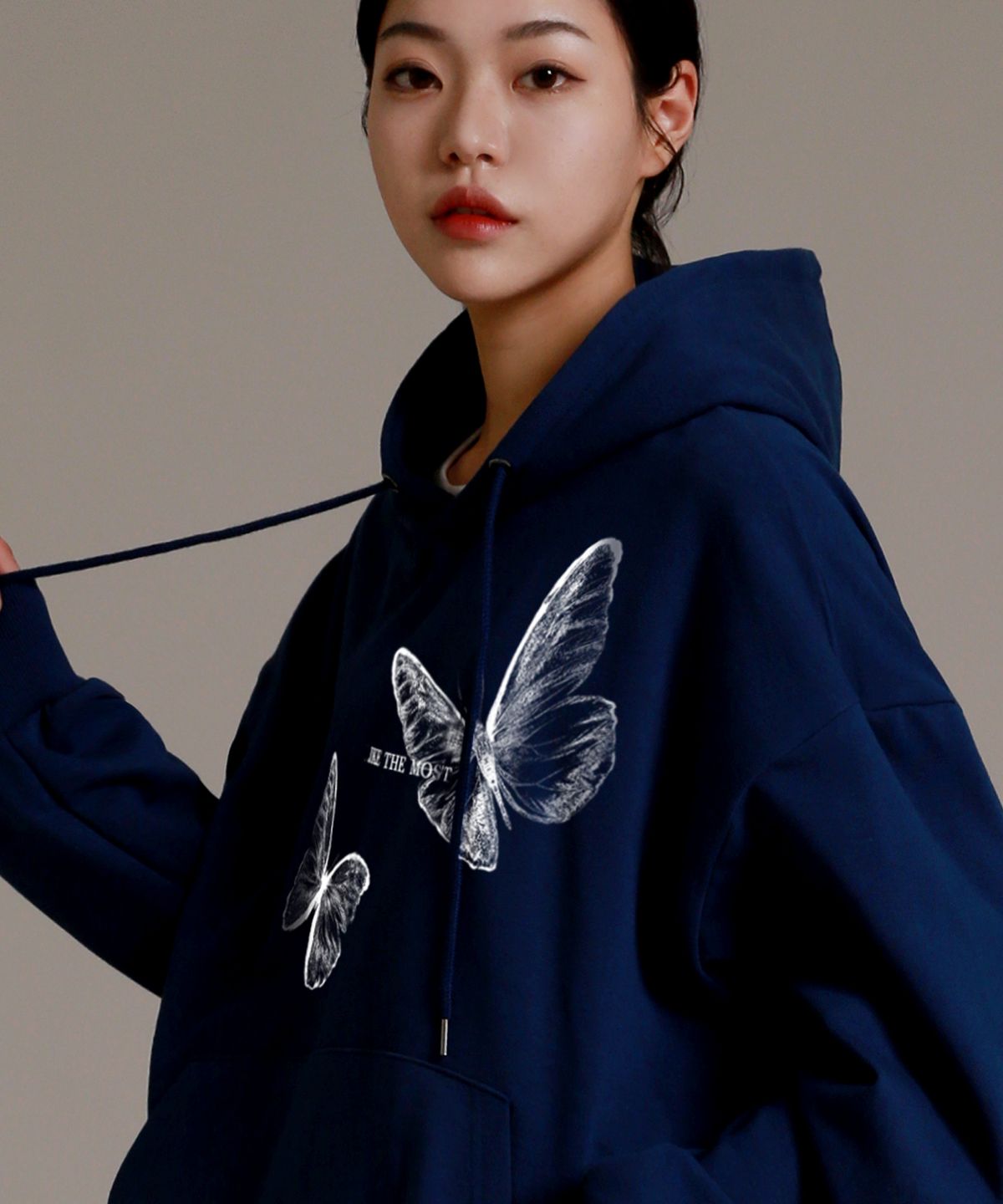 라이크더모스트(LIKE THE MOST) 엑스레이 그래픽 나비 오버 후디 [블루]