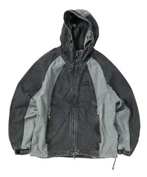 프론트 백 데님 윈드 브레이커 블랙