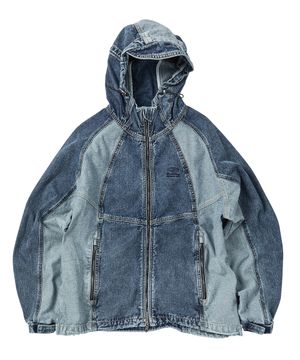 프론트 백 데님 윈드 브레이커 블루