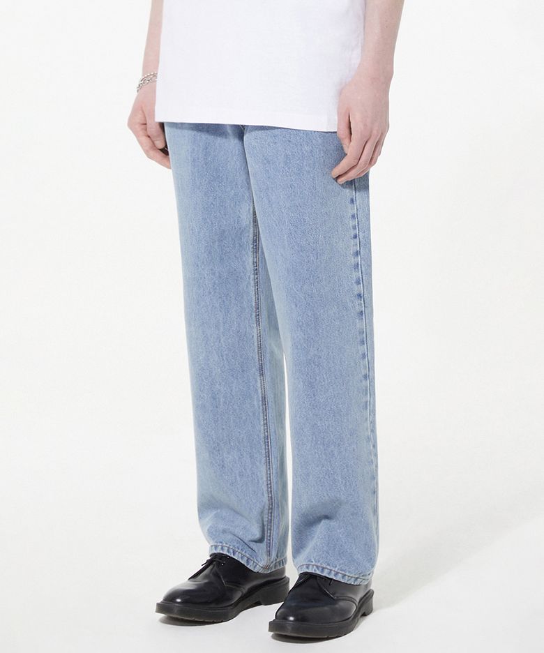 STRAIGHT SLUB DENIM PANTS [BLUE]