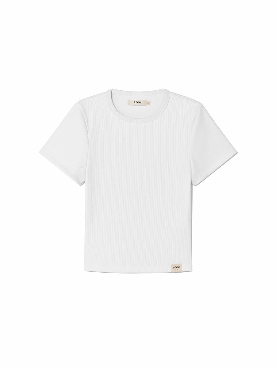 ★2024SS新作★glowny★G CLASSIC RIB CREW NECK TEE MUSINSA | GLOWNY G CLASSIC RIB CREW NECK TEE (WHITE)