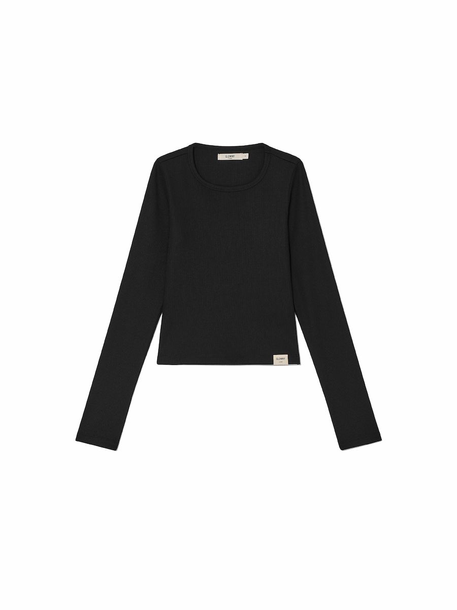 MUSINSA公式 | GLOWNY G CLASSIC RIB CREW NECK LONG SLEEVE (BLACK)