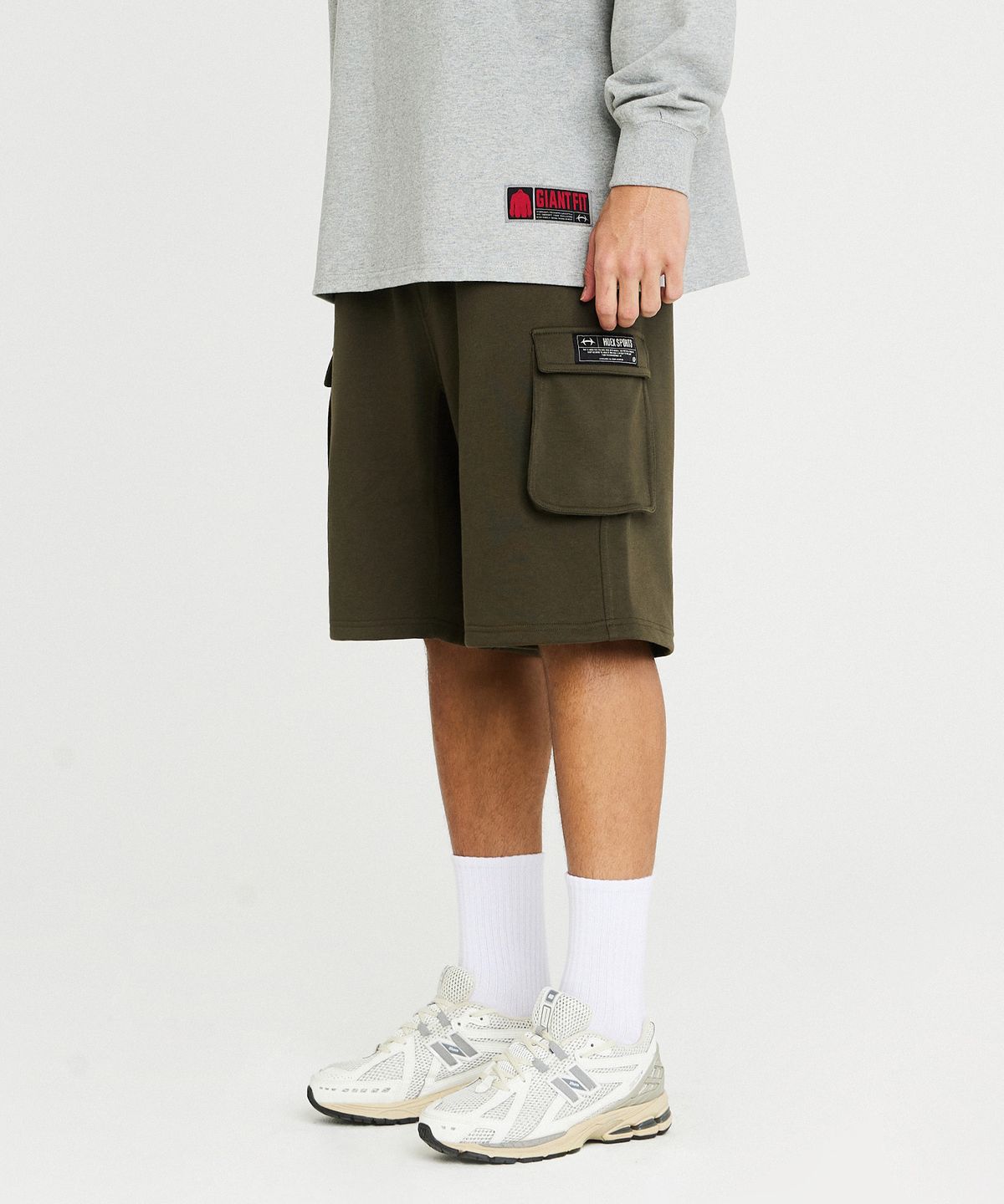 에이치덱스(HDEX) 카고 스웨트 더블 쇼츠 (Khaki)