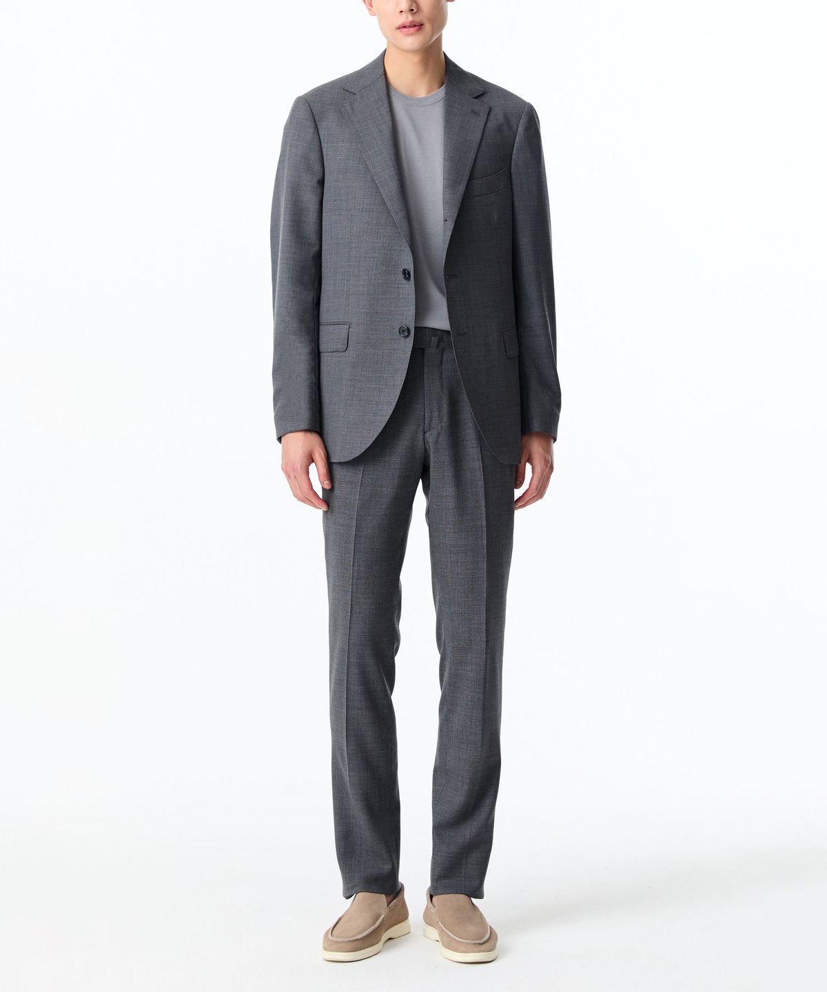 맨온더분(MAN ON THE BOON) [LOROPIANA FABIRC] 노치트 라펠 울 싱글 자켓_그레이 4714151001