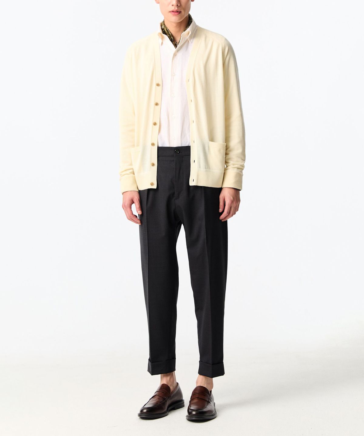 맨온더분(MAN ON THE BOON) [LORO PIANA FABRIC] 니티드 울 래글런 가디건_크림 4714113006