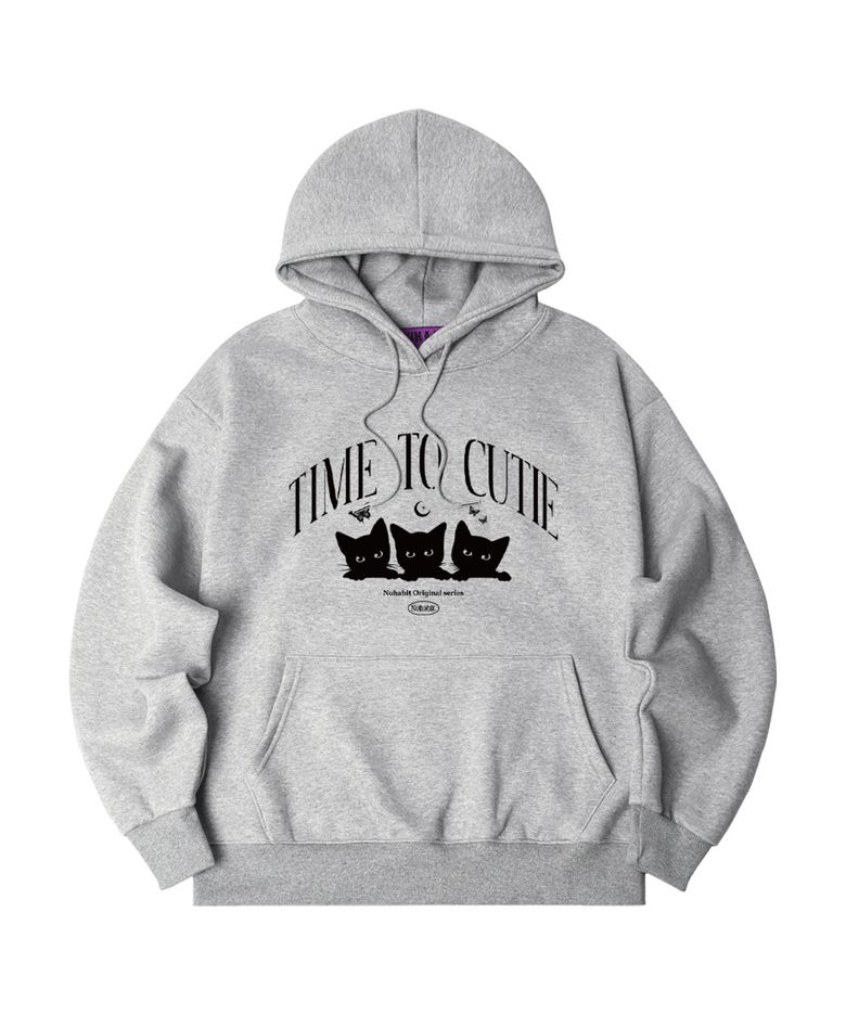 N/H TIME TO CUTIE 오버핏 기모 후드_그레이 (SOH4-4NH1215)