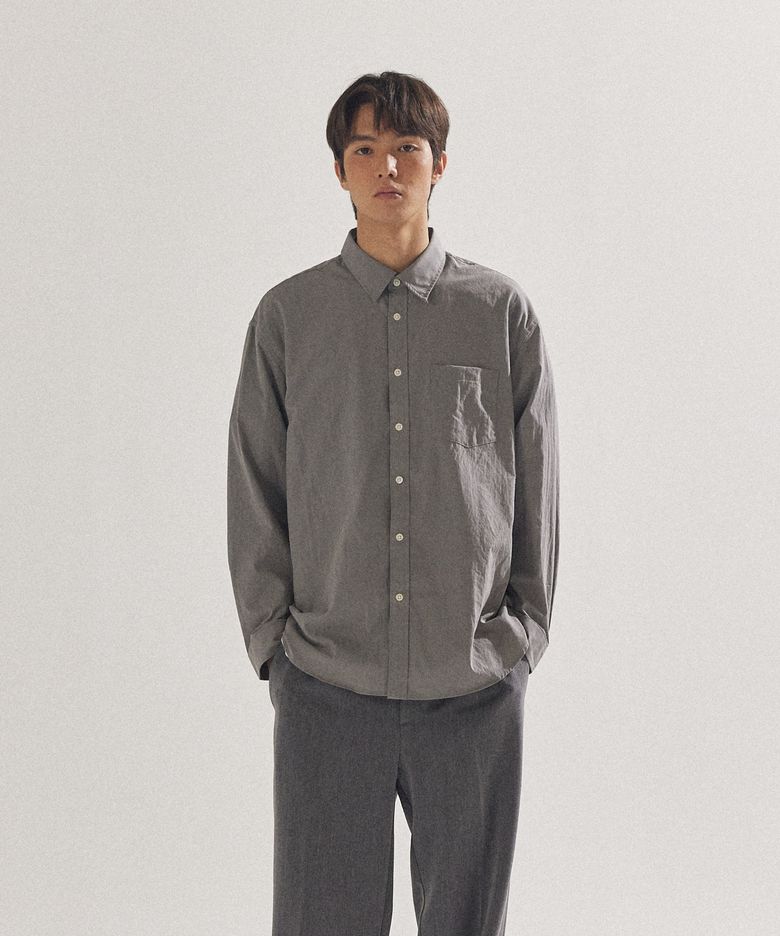 남여공용 네츄럴 크링클 포플린 오버핏 셔츠_PL24S3SH030_LKH