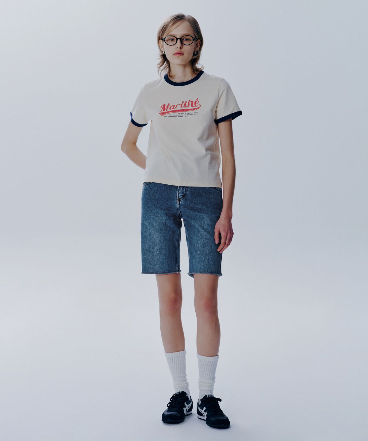 마리떼 프랑소와 저버(MARITHÉ + FRANҪOIS GIRBAUD) W X-POCKET RAW EDGE HALF DENIM PANTS blue