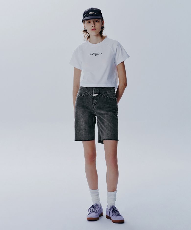 W X-POCKET RAW EDGE HALF DENIM PANTS light gray