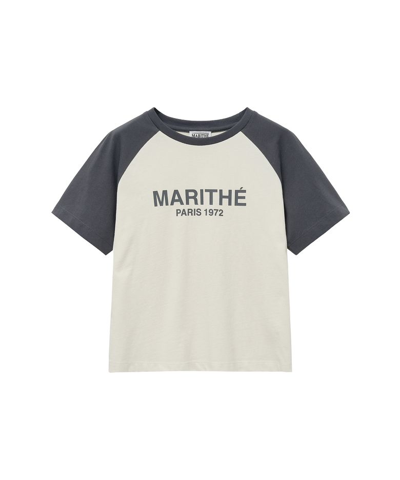 W RAGLAN REGULAR LOGO TEE charcoal