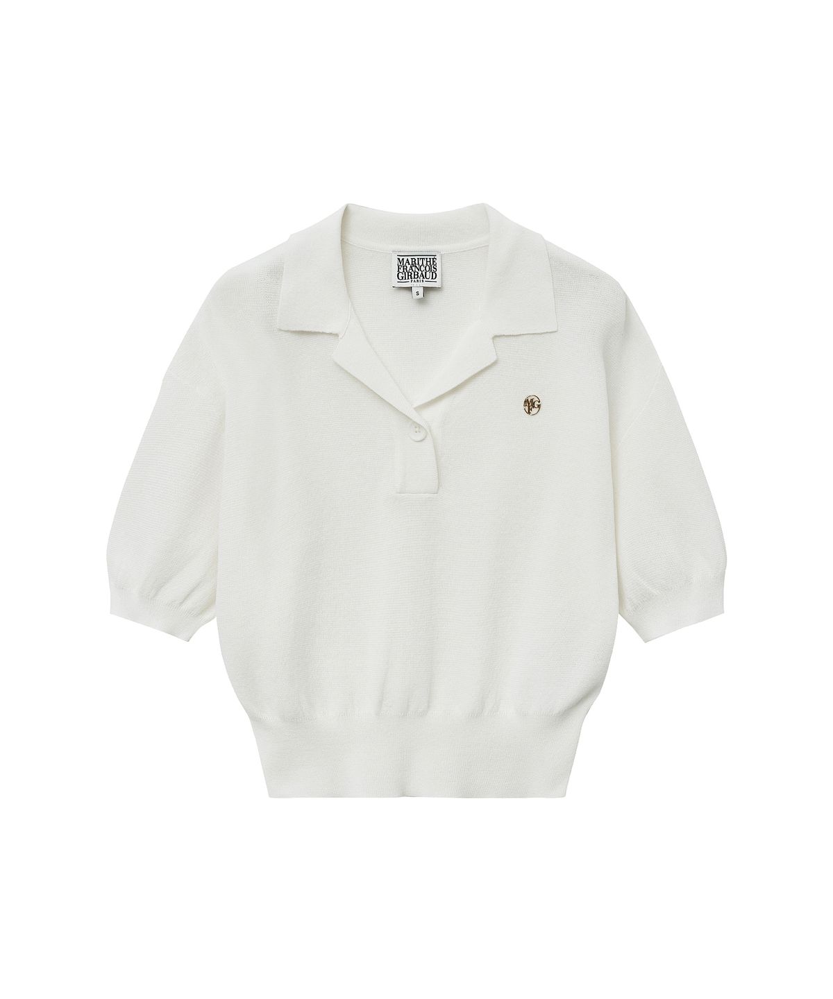 마리떼 프랑소와 저버(MARITHÉ + FRANҪOIS GIRBAUD) W OPEN COLLAR CROP HALF KNIT white
