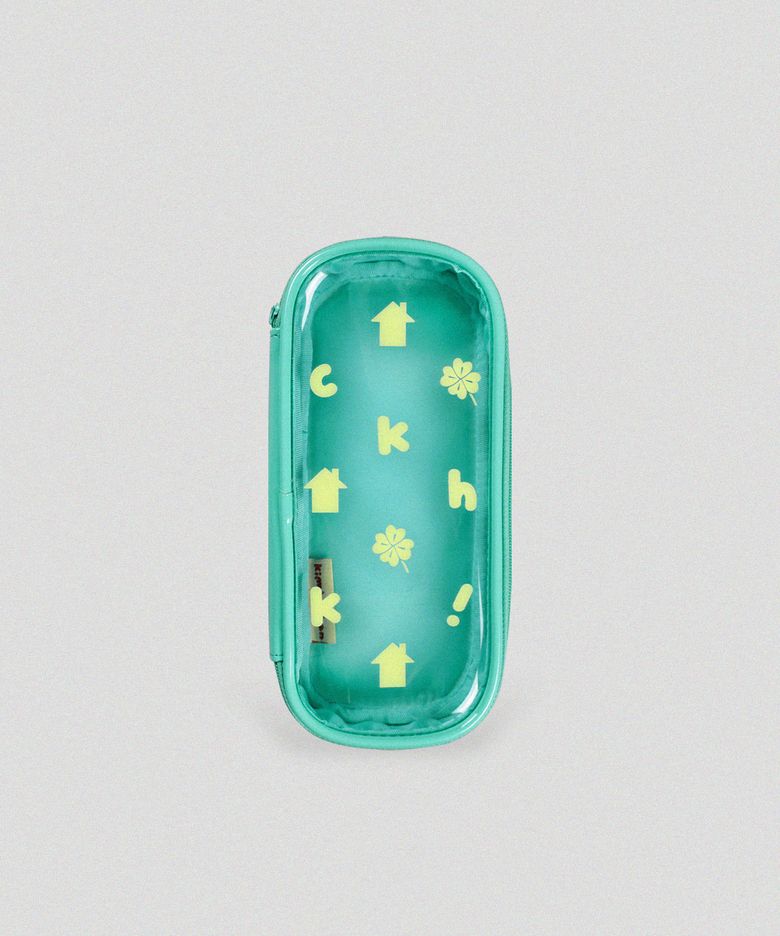 럭키홈 패턴 pvc 필통 - 민트