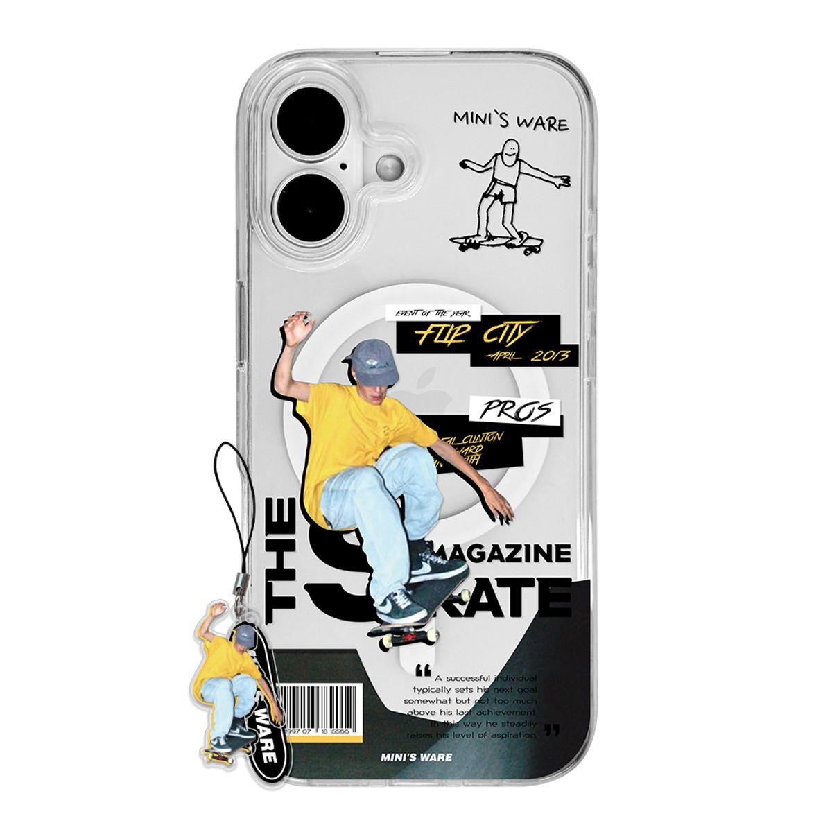 미니스웨어(MINI'S WARE) [아이폰17추가] SKATEBOARD MAGSAFE JELLYHARD CASE_YELLOW